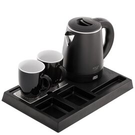 Adler AD 1387 Hotel kettle stainless steel 1 L + tray with cups black | Techbox