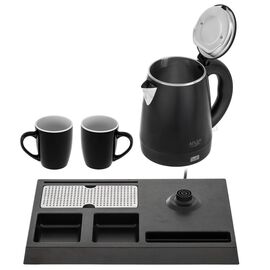 Adler AD 1387 Hotel kettle stainless steel 1 L + tray with cups black | Techbox