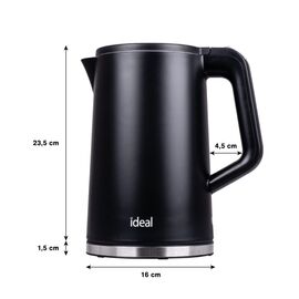 IDEAL Kettle 1.7 l, steel body, power 1500 W, black - Kettles - Coffee & Beverages - Techbox