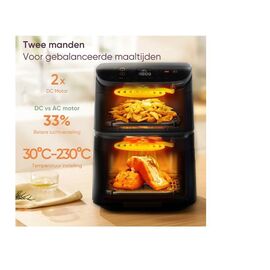 Cosori CAF-DC121-ADER Double 10.8 L Stand-alone Hot air fryer Black - Deep Fryers - Cooking - Techbox