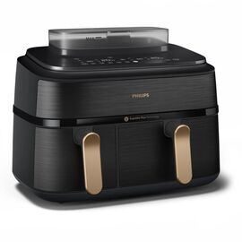 Philips 5000 series NA552/00 fryer Double 9 L Stand-alone 2750 W Hot air fryer Black, Gold | Techbox