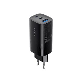 Havit UC20 - GaN 65 W three-port travel charger, black | Techbox