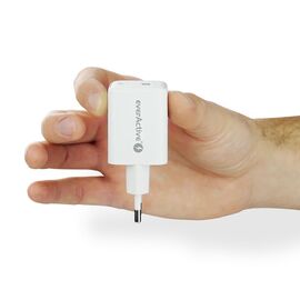 GaN mains charger with 1 x USB and 1 x USB-C Quick Charge 4.0 45W, white | Techbox