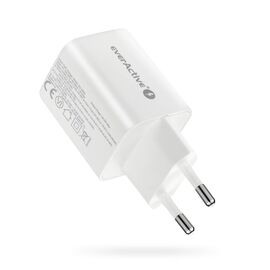 GaN mains charger with 1 x USB and 1 x USB-C Quick Charge 4.0 45W, white | Techbox