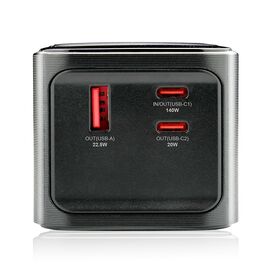 Powerbank 27 000mAh, 1x USB, 2x USB-C, 162,5W, QC4+, flashlight, LCD screen, black - Powerbanks - Smartphone Chargers - Techbox