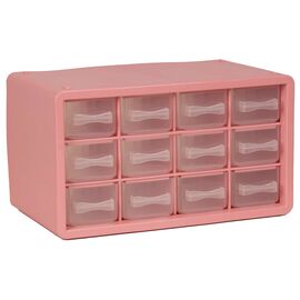 Raaco - Storage Box with 12 Drawers - Pink - 14.2 x 24.8 x 14.9 cm / Toys