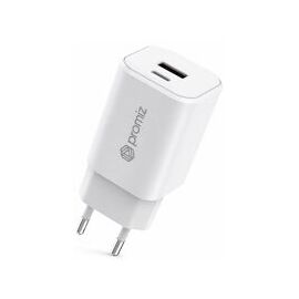 Promiz (PZ-30054) Wall Charger - Dual USB-C/USB-A - 45W - GaN - White