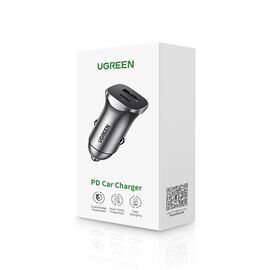 Ugreen CD130 USB-A / USB-C 30W Car Charger - Gray - Travel Chargers - Smartphone Chargers - Techbox