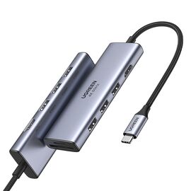 Ugreen multi-functional HUB USB Type C - 3x USB 3.2 Gen 1 / HDMI 4K 60Hz / SD and TF card reader gray (60383 CM511) - USB Hubs & Card Readers - Peripherals - Techbox