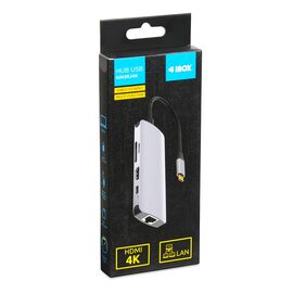iBox IUH3RJ4K interface hub USB Type-C 5000 Mbit/s Silver - USB Hubs & Card Readers - Peripherals - Techbox