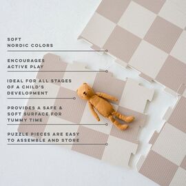 3 Sprouts - EVA Foam Mat - Checkerboard beige - 171 cm x 123 cm / Baby and Children