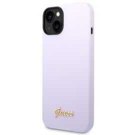 Guess Silicone Vintage Gold Logo Case for iPhone 14 / 15 Plus - Purple