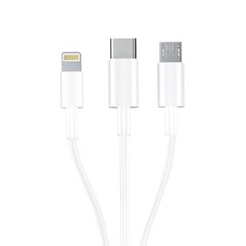 3mk Cable 3in1 USB-A - micro USB / Lightning / USB-C 1.2m 20V/2.4A 15W - white
