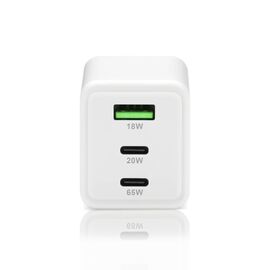 Charger GaN 1 x USB, 2 x USB-C Quick Charge 4+ 65W white | Techbox