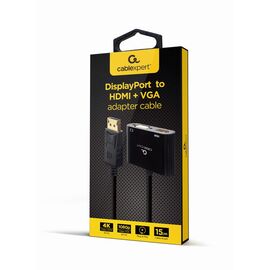 Gembird A-DPM-HDMIFVGAF-01 DisplayPort male to HDMI female + VGA female adapter cable, black - Adaptors & Plugs - Cables & Adapters - Techbox