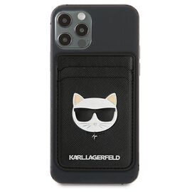 Portfel magentyczny Karl Lagerfeld Wallet CardSlot Saffiano Choupette Head MagSafe na telefon - czarny