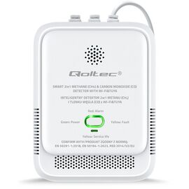 Qoltec 52654 2in1 natural gas and carbon monoxide (CO) leak detector | CH4 | CO | NG | Tuya | Wi-Fi | 85dB alarm | LED