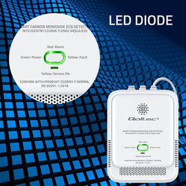 Qoltec 52576 Carbon monoxide sensor | CO detector | alarm 85dB | LED