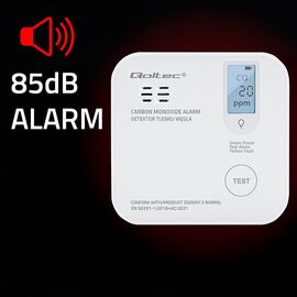 Qoltec 52577 Wireless Carbon monoxide (CO) sensor with battery | sensor service life 10 years | alarm 85dB | LED