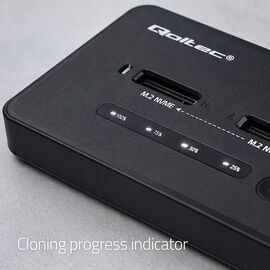 Qoltec 52366 M.2 NVMe SSD Docking Station | PCIe | USB-C | 20 Gb/s | DUAL 2 x 8TB | Offline cloning