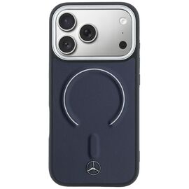 Etui Mercedes Leather 3D MagSafe na iPhone 17 Pro Max - granatowe