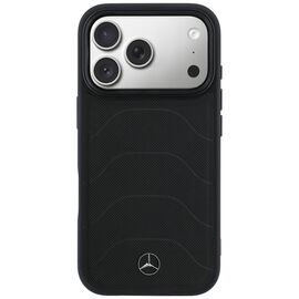Etui Mercedes Leather Mesh with Bow Line MagSafe na iPhone 17 Pro - czarne