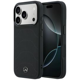 Etui Mercedes Leather Mesh with Bow Line MagSafe na iPhone 17 Pro Max - czarne