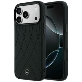 Etui Mercedes Leather with Crossed Lines MagSafe na iPhone 17 Pro - czarne