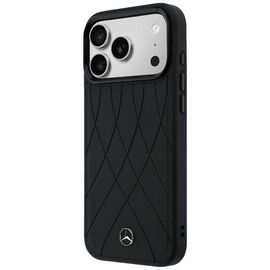 Etui Mercedes Leather with Crossed Lines MagSafe na iPhone 17 Pro - czarne