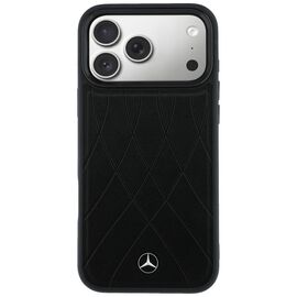 Etui Mercedes Leather with Crossed Lines MagSafe na iPhone 17 Pro - czarne