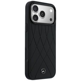 Etui Mercedes Leather with Crossed Lines MagSafe na iPhone 17 Pro - czarne