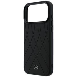 Etui Mercedes Leather with Crossed Lines MagSafe na iPhone 17 Pro Max - czarne