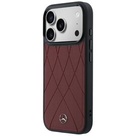 Etui Mercedes Leather with Crossed Lines MagSafe na iPhone 17 Pro Max - czerwone
