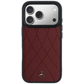 Etui Mercedes Leather with Crossed Lines MagSafe na iPhone 17 Pro Max - czerwone
