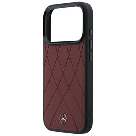 Etui Mercedes Leather with Crossed Lines MagSafe na iPhone 17 Pro Max - czerwone