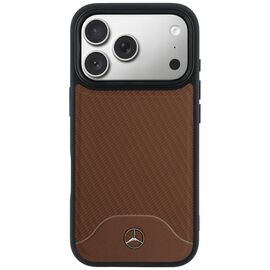 Etui Mercedes Leather Wood Effect and Curve MagSafe na iPhone 17 Pro Max - brązowe