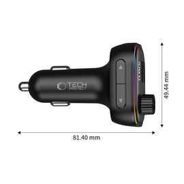 Ładowarka samochodowa Tech-Protect CC07 3-Porty PD 54W + transmiter FM Bluetooth - czarna
