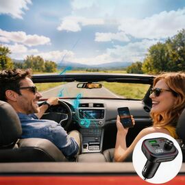 Ładowarka samochodowa Tech-Protect CC07 3-Porty PD 54W + transmiter FM Bluetooth - czarna