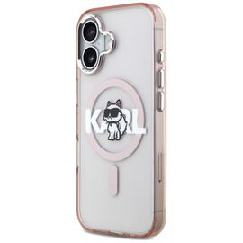 Etui Karl Lagerfeld IML Choupette Sketch Logo MagSafe na iPhone 17 - różowe