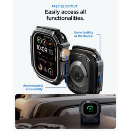 Etui Spigen Rugged Armor + Szkło hartowane 9H na Apple Watch Ultra 49 mm - czarne matowe