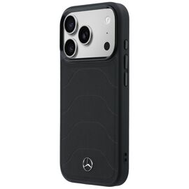 Etui Mercedes Leather Mesh with Bow Line MagSafe na iPhone 17 Pro Max - czarne