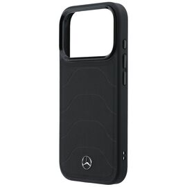 Etui Mercedes Leather Mesh with Bow Line MagSafe na iPhone 17 Pro Max - czarne