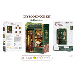 BOOK NOOK KIT - DIY - Owl Bookstore - 139pc + LED Light