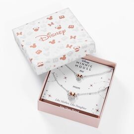 MINNIE - Mother & Daughter Set - 2 Shiny Silver Brass Plated Necklaces