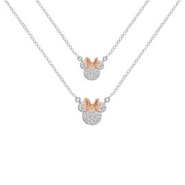 MINNIE - Mother & Daughter Set - 2 Shiny Silver Brass Plated Necklaces