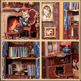 BOOK NOOK KIT - DIY - Count Cat's Study - 108pc + LED Light