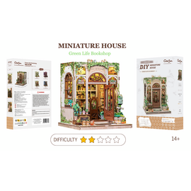 MINIATURE HOUSE - DIY - Green Life Bookshop - 196pc + LED Light