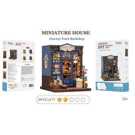 MINIATURE HOUSE - DIY - Journey Trace Bookshop - 241pc + LED Light