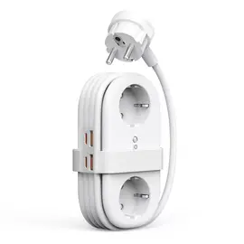 Orico AP3 20W GaN 5in1 Power Strip 2x AC + 2x USB-A + 1x USB-C - White | Techbox