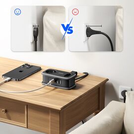 Orico AP3 65W GaN 6in1 Power Strip 2x AC + 2x USB-A + 2x USB-C - Black | Techbox